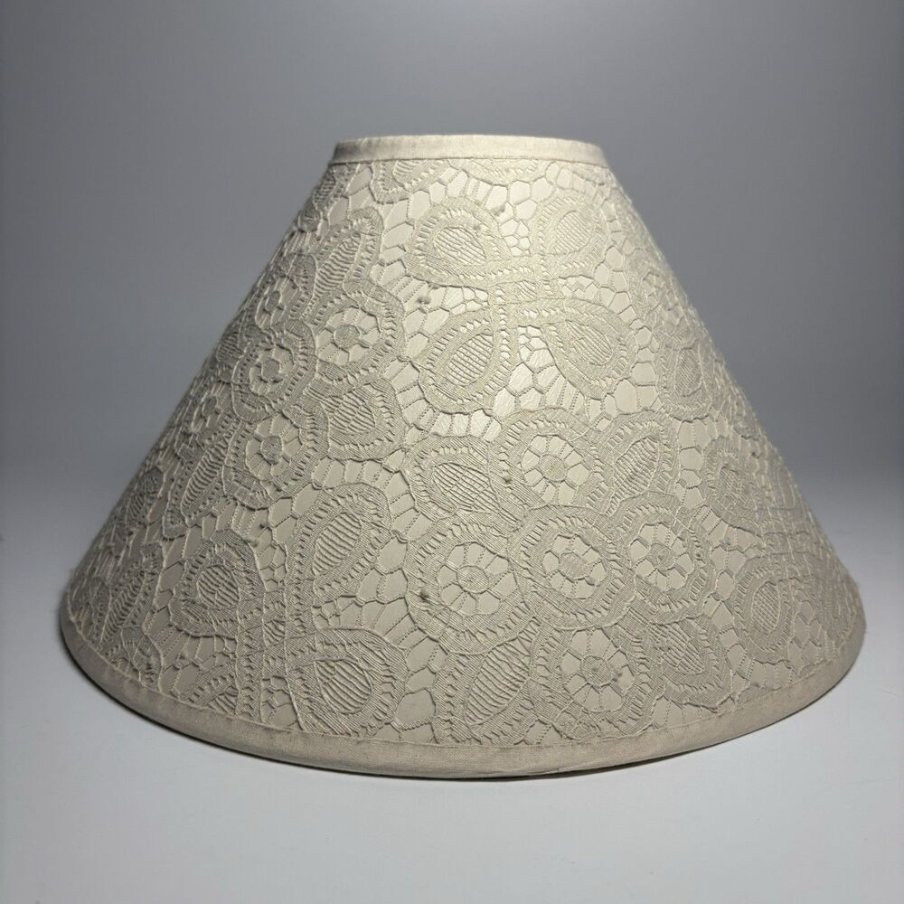 Vintage Hardback Cone Lace Lampshade Ivory